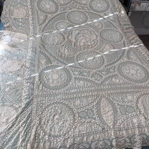 Antique French Normandy Lace Twin Coverlet Bedspread 1920’s